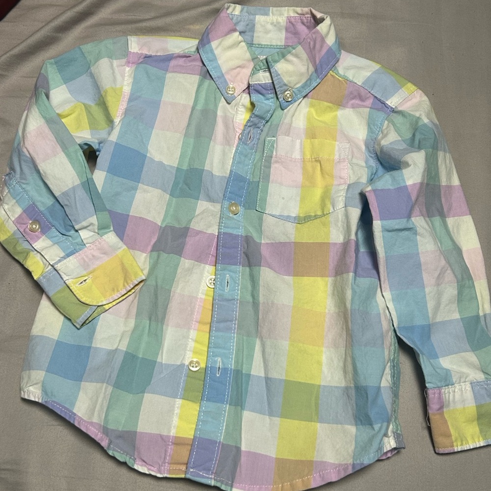 Carters toddler boys size 2T Easter pastel button down shirt
